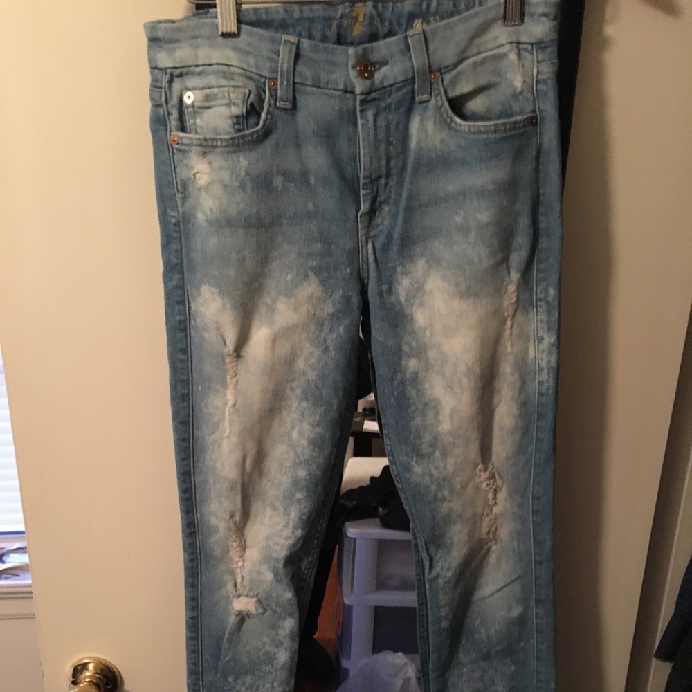 7 for all mankind the skinny distressed jeans 28